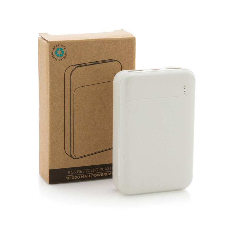 Powerbanka 10 000 mAh z RCS recyklovaného plastu, biela Powerbanka 10 000 mAh z RCS recyklovaného plastu, biela