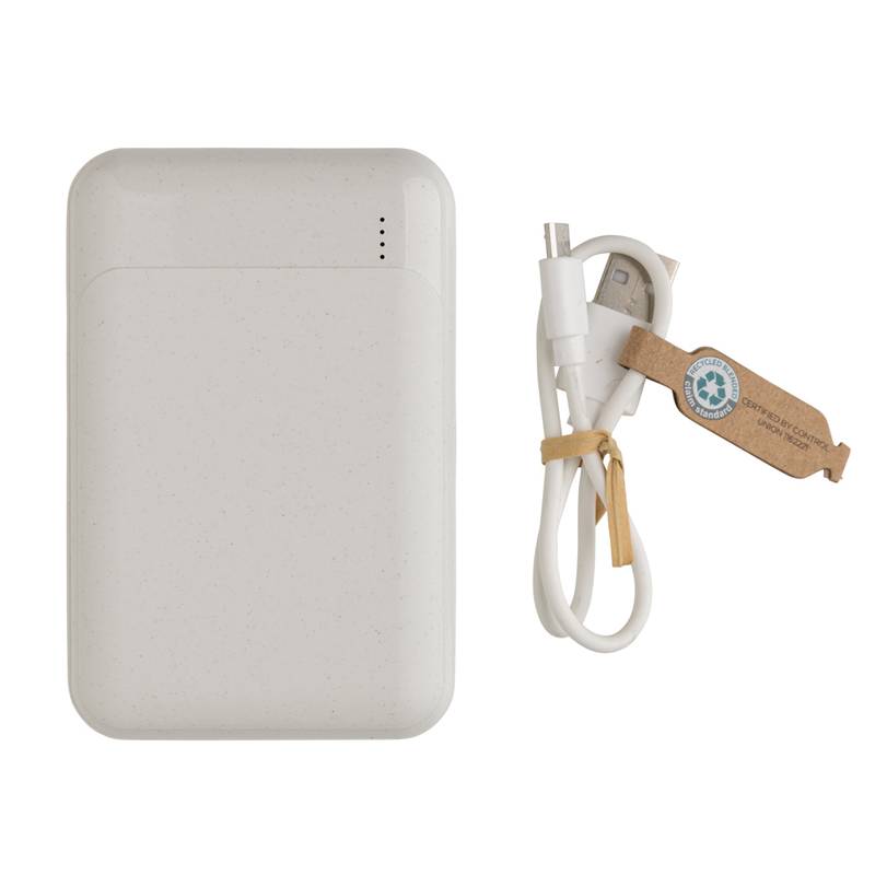 Powerbanka 10 000 mAh z RCS recyklovaného plastu, biela Powerbanka 10 000 mAh z RCS recyklovaného plastu, biela