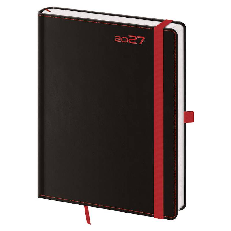 Týždenný diár B6 Black Red s pútkom Týždenný diár B6 Black Red s pútkom