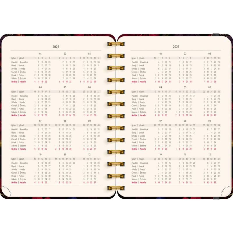 NOTIQUE Špirálový 18-mesačný diár Petito – Rudé kvety 2026/2027, 13 x 18 cm NOTIQUE Špirálový 18-mesačný diár Petito – Rudé kvety 2026/2027, 13 x 18 cm
