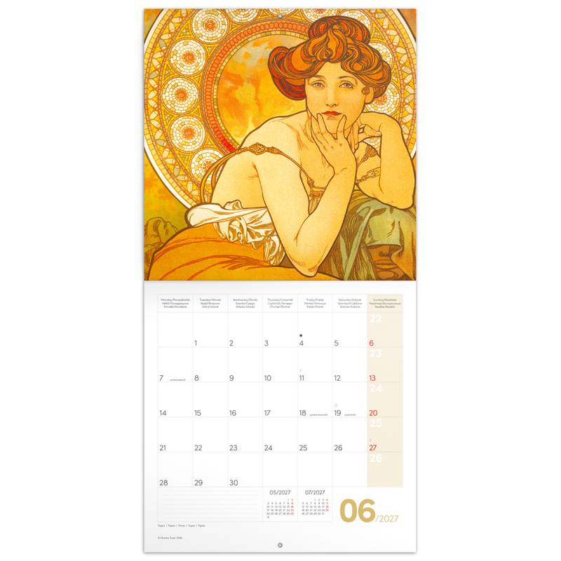 NOTIQUE Poznámkový kalendář Alfons Mucha 2027, 30 x 30 cm NOTIQUE Poznámkový kalendář Alfons Mucha 2027, 30 x 30 cm