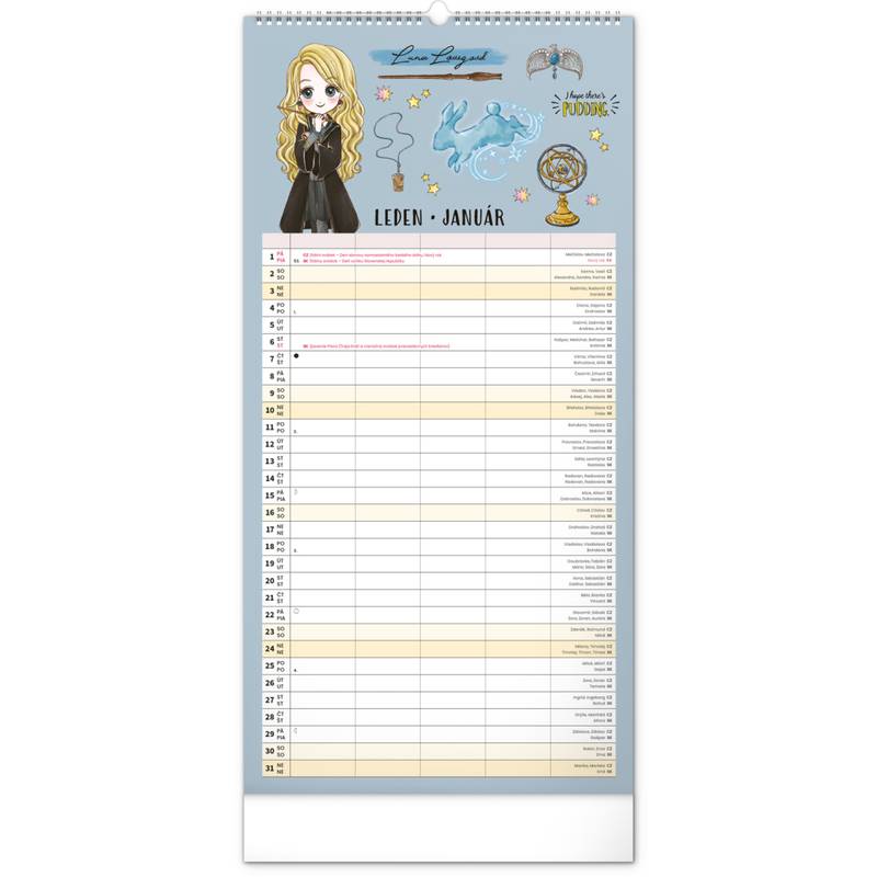 NOTIQUE Nástěnný kalendář Rodinný plánovací Harry Potter 2027, 21 x 42 cm NOTIQUE Nástěnný kalendář Rodinný plánovací Harry Potter 2027, 21 x 42 cm