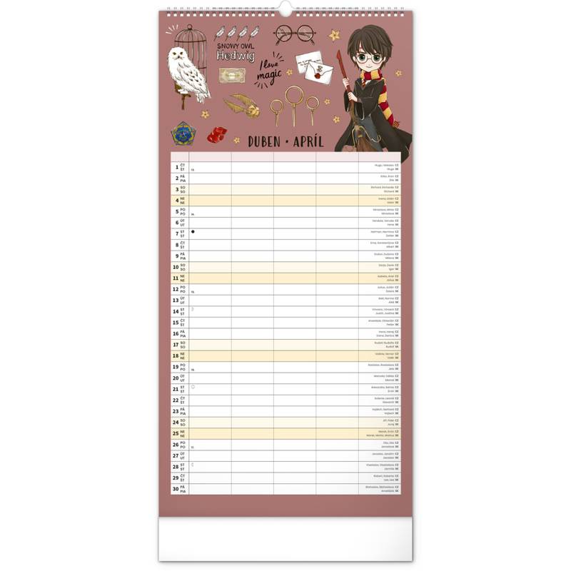 NOTIQUE Nástěnný kalendář Rodinný plánovací Harry Potter 2027, 21 x 42 cm NOTIQUE Nástěnný kalendář Rodinný plánovací Harry Potter 2027, 21 x 42 cm