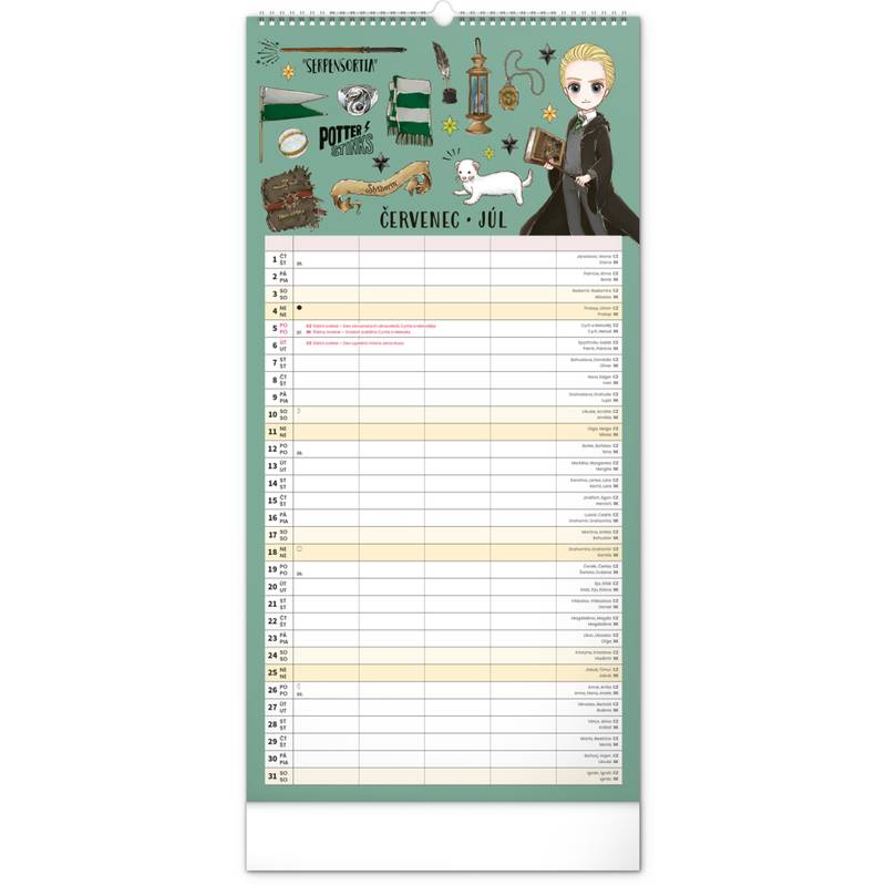 NOTIQUE Nástěnný kalendář Rodinný plánovací Harry Potter 2027, 21 x 42 cm NOTIQUE Nástěnný kalendář Rodinný plánovací Harry Potter 2027, 21 x 42 cm