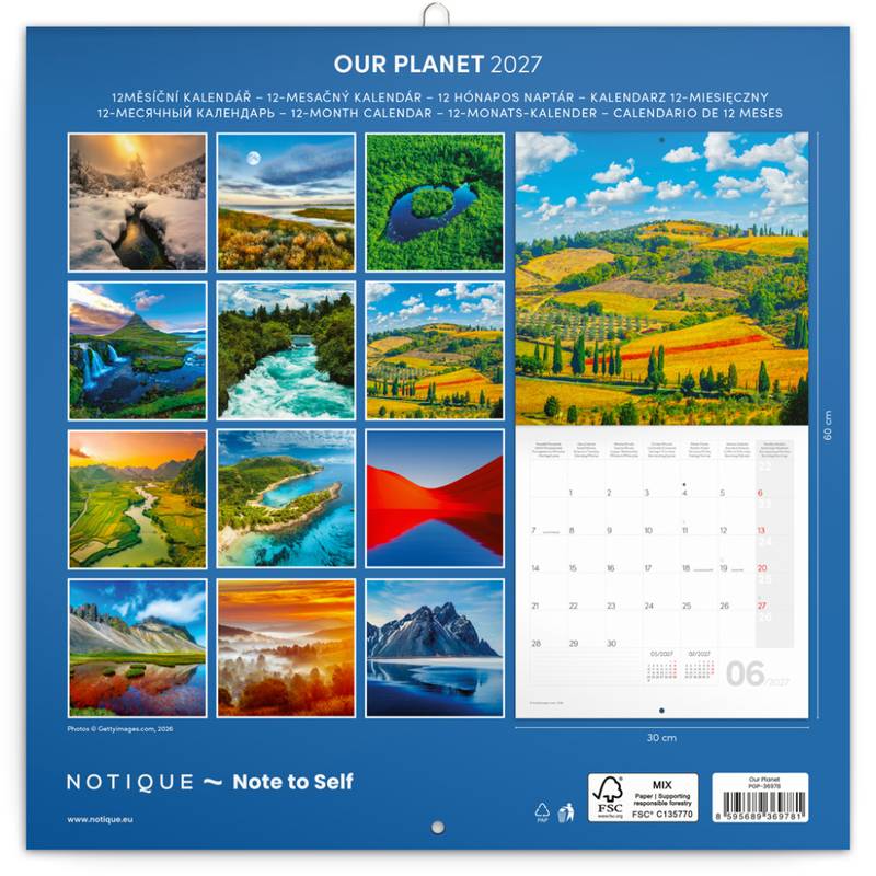 NOTIQUE Poznámkový kalendář Naše Planeta 2027, PLASTIC FREE, 30 x 30 cm NOTIQUE Poznámkový kalendář Naše Planeta 2027, PLASTIC FREE, 30 x 30 cm