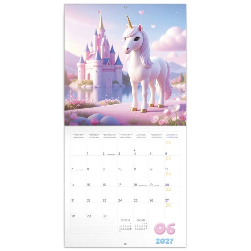 NOTIQUE Grid calendar Happy Unicorns 2027, 30 x 30 cm NOTIQUE Grid calendar Happy Unicorns 2027, 30 x 30 cm
