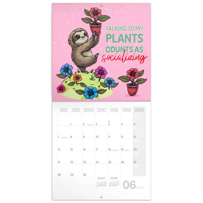 NOTIQUE Grid calendar Lazy Sloths 2027, 30 x 30 cm NOTIQUE Grid calendar Lazy Sloths 2027, 30 x 30 cm