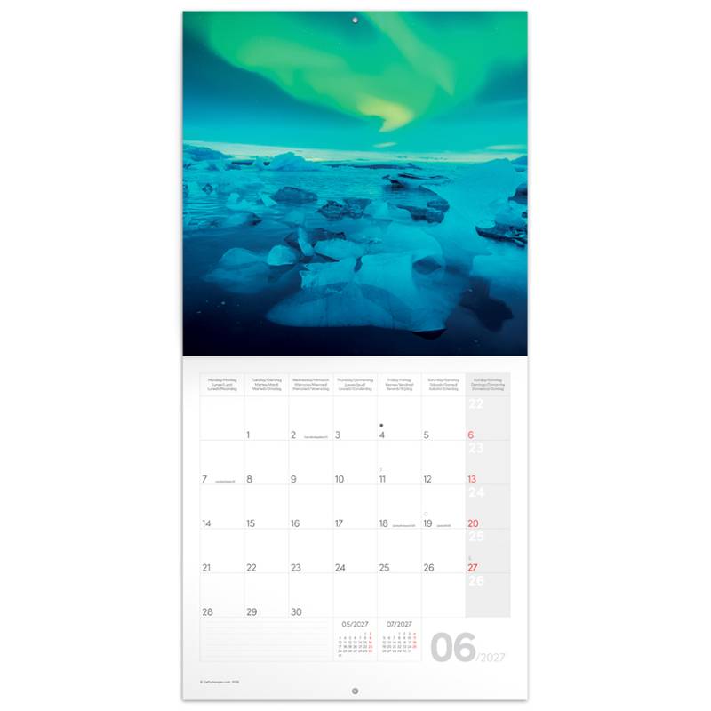 NOTIQUE Grid calendar Aurora Borealis 2027, 30 x 30 cm NOTIQUE Grid calendar Aurora Borealis 2027, 30 x 30 cm