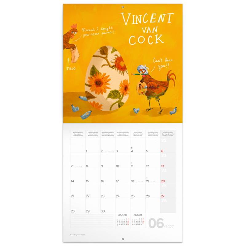 NOTIQUE Grid calendar Chicken Artists 2027, 30 x 30 cm NOTIQUE Grid calendar Chicken Artists 2027, 30 x 30 cm