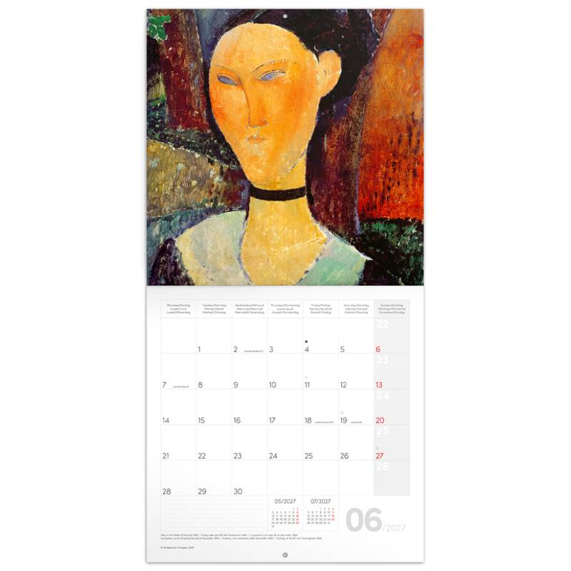 NOTIQUE Grid calendar Amedeo Modigliani 2027, 30 x 30 cm NOTIQUE Grid calendar Amedeo Modigliani 2027, 30 x 30 cm