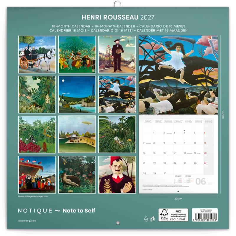 NOTIQUE Grid calendar Henri Rousseau 2027, 30 x 30 cm NOTIQUE Grid calendar Henri Rousseau 2027, 30 x 30 cm