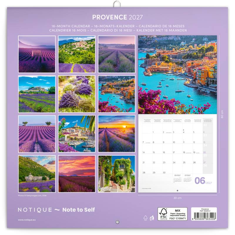 NOTIQUE Grid calendar Provence 2027, 30 x 30 cm NOTIQUE Grid calendar Provence 2027, 30 x 30 cm