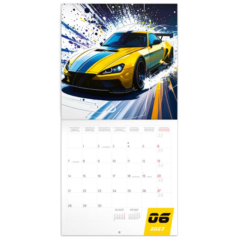 NOTIQUE Grid calendar Fast Cars 2027, 30 x 30 cm NOTIQUE Grid calendar Fast Cars 2027, 30 x 30 cm