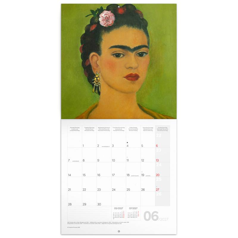 NOTIQUE Grid calendar Frida Kahlo 2027, 30 x 30 cm NOTIQUE Grid calendar Frida Kahlo 2027, 30 x 30 cm