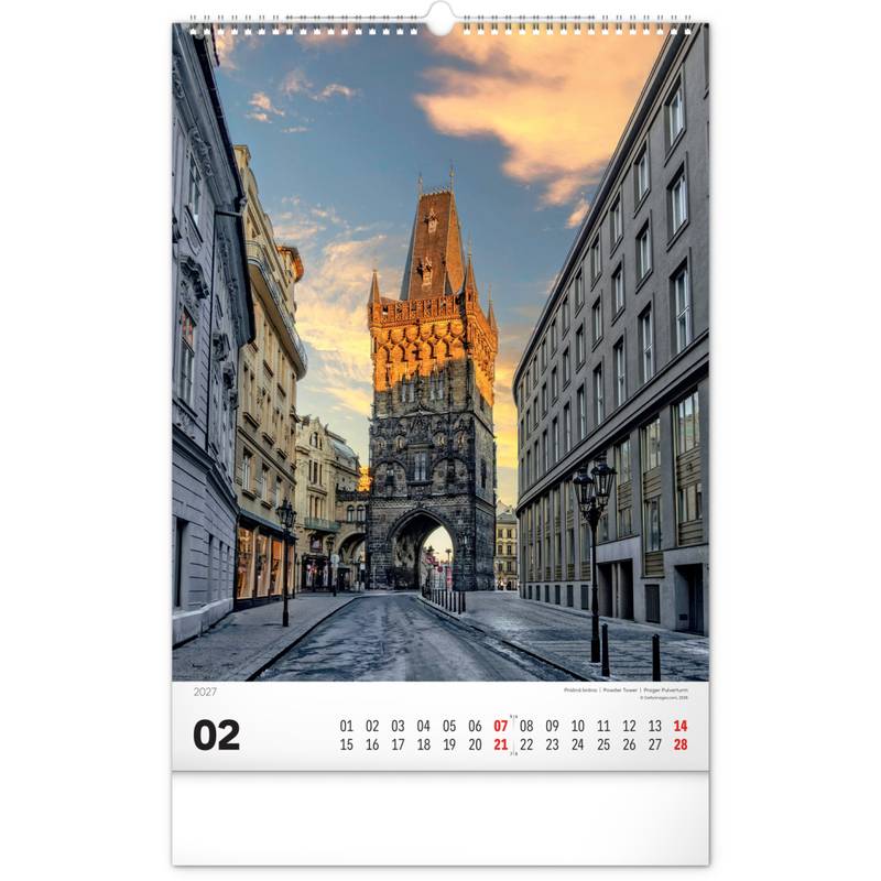 NOTIQUE Nástěnný kalendář Praha 2027, 33 x 46 cm NOTIQUE Nástěnný kalendář Praha 2027, 33 x 46 cm