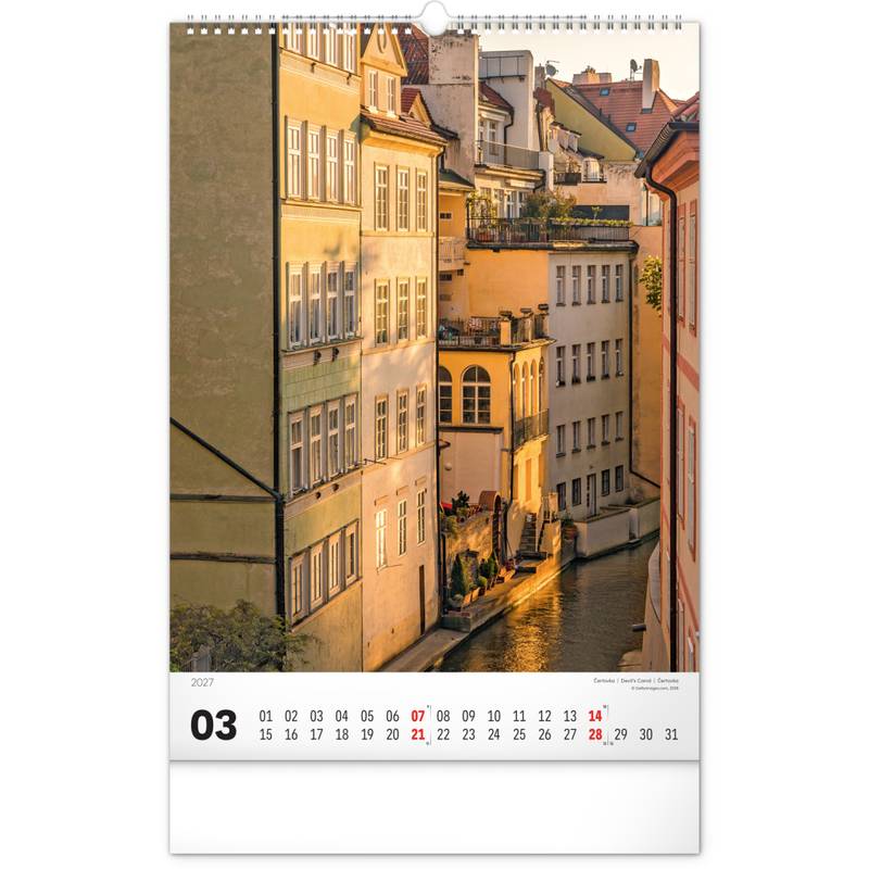 NOTIQUE Nástěnný kalendář Praha 2027, 33 x 46 cm NOTIQUE Nástěnný kalendář Praha 2027, 33 x 46 cm