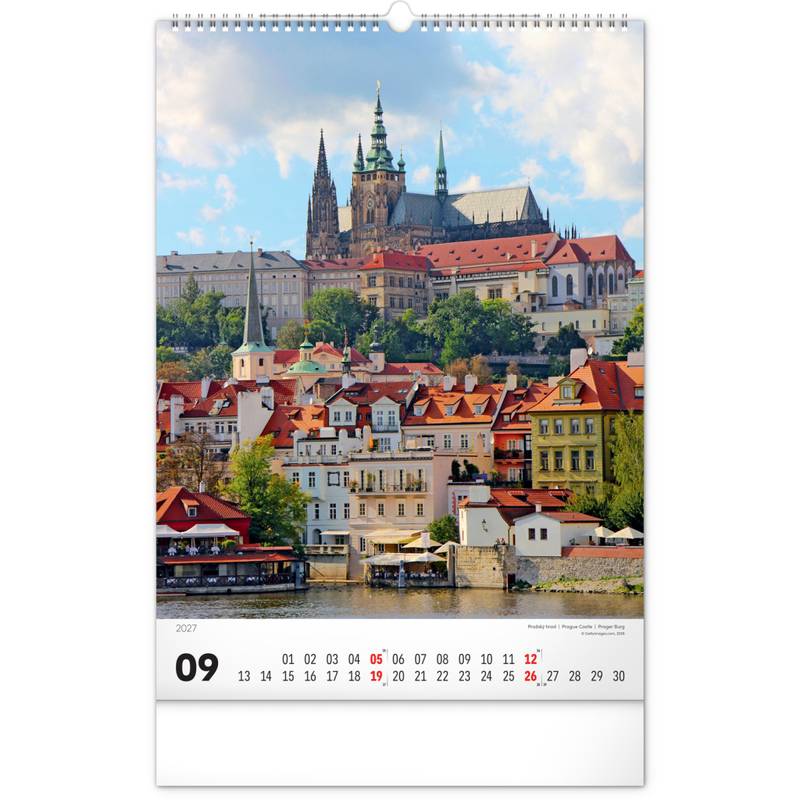 NOTIQUE Nástěnný kalendář Praha 2027, 33 x 46 cm NOTIQUE Nástěnný kalendář Praha 2027, 33 x 46 cm