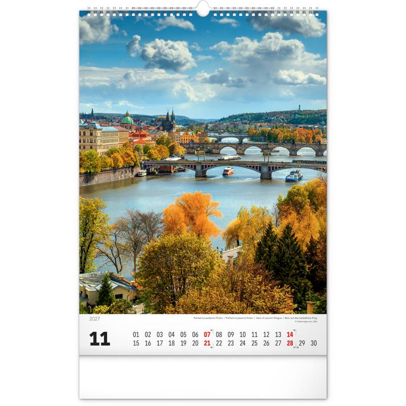 NOTIQUE Nástěnný kalendář Praha 2027, 33 x 46 cm NOTIQUE Nástěnný kalendář Praha 2027, 33 x 46 cm
