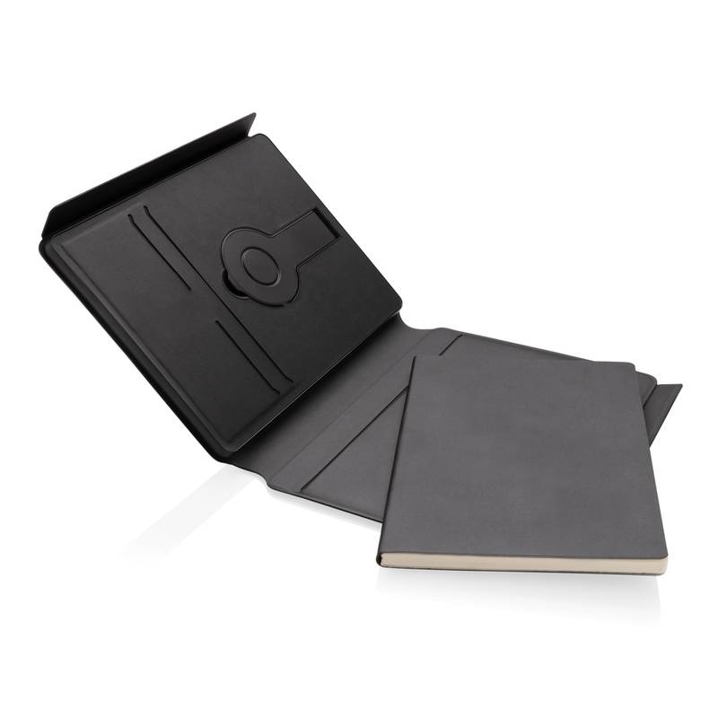 Zápisník s bezdrôtovou nabíjačkou 2v1 Swiss Peak z RCS PU, čierna Zápisník s bezdrôtovou nabíjačkou 2v1 Swiss Peak z RCS PU, čierna