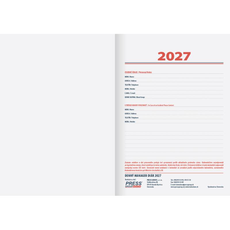 Denný diár Manager 2027 - čierny Denný diár Manager 2027 - čierny