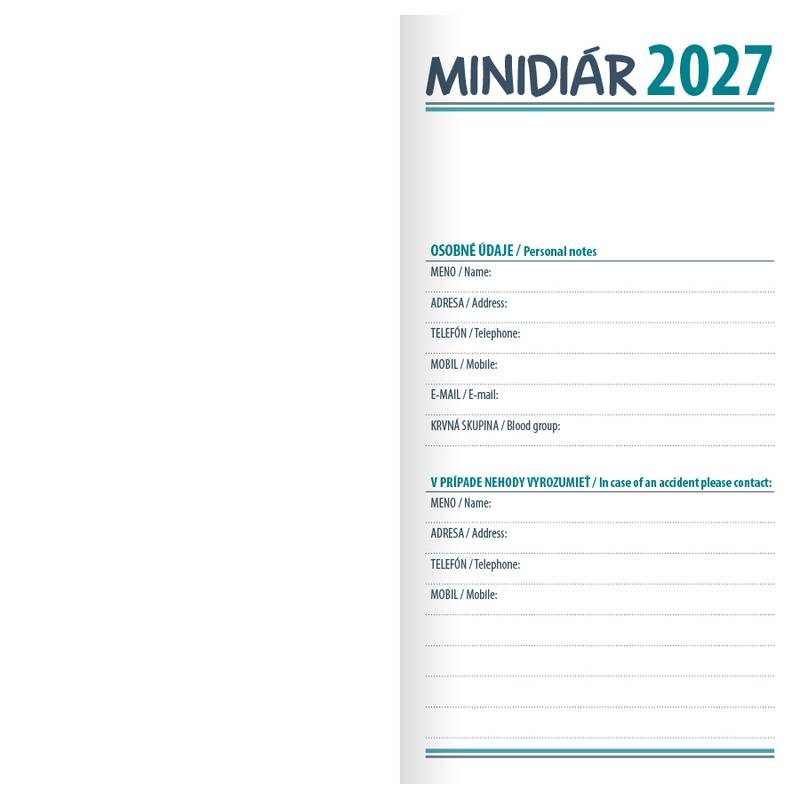 Minidiár mesačný 2027 - čierny Minidiár mesačný 2027 - čierny