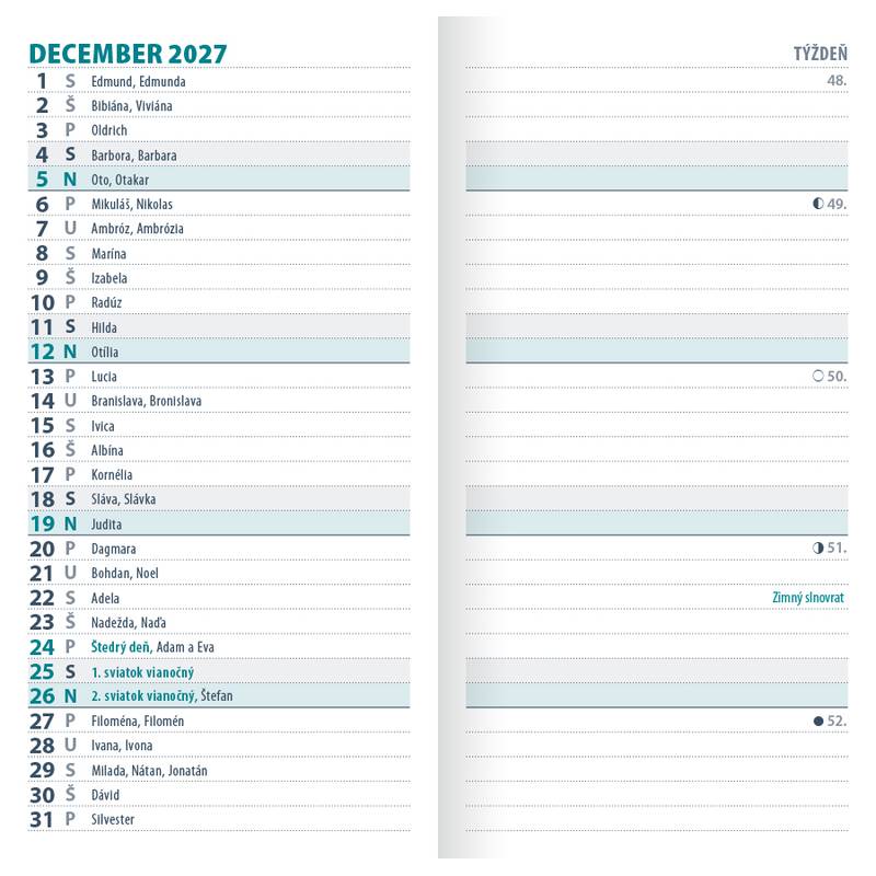 Minidiár mesačný 2027 - čierny Minidiár mesačný 2027 - čierny
