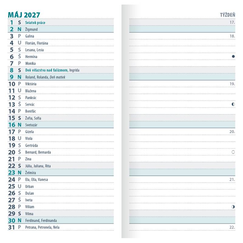 Minidiár mesačný 2027 - čierny Minidiár mesačný 2027 - čierny