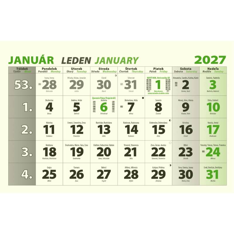 Nástenný kalendár 3-ŠPIRÁLOVÝ 2027 - Biely Nástenný kalendár 3-ŠPIRÁLOVÝ 2027 - Biely
