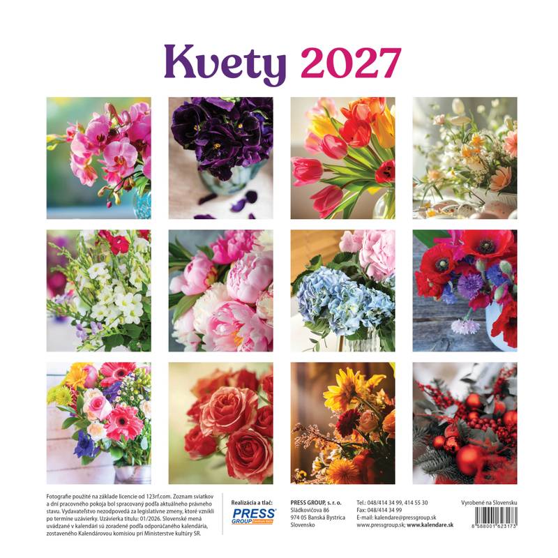 Nástenný kalendár KVETY 2027 Nástenný kalendár KVETY 2027