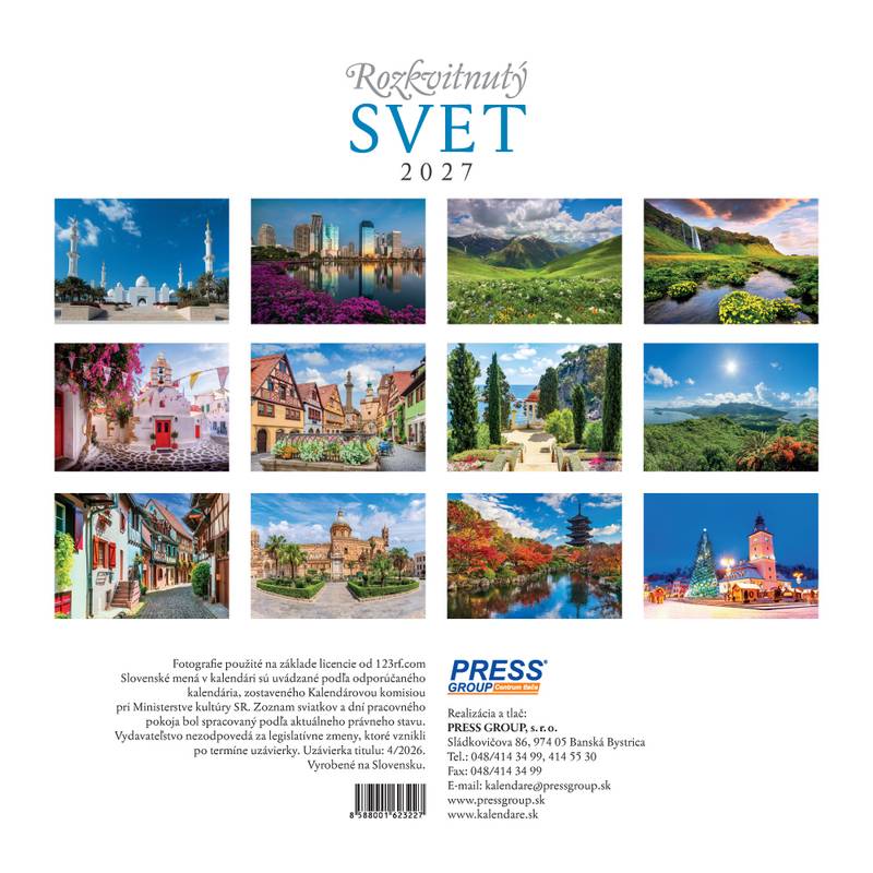 Nástenný kalendár Rozkvitnutý SVET 2027 Nástenný kalendár Rozkvitnutý SVET 2027