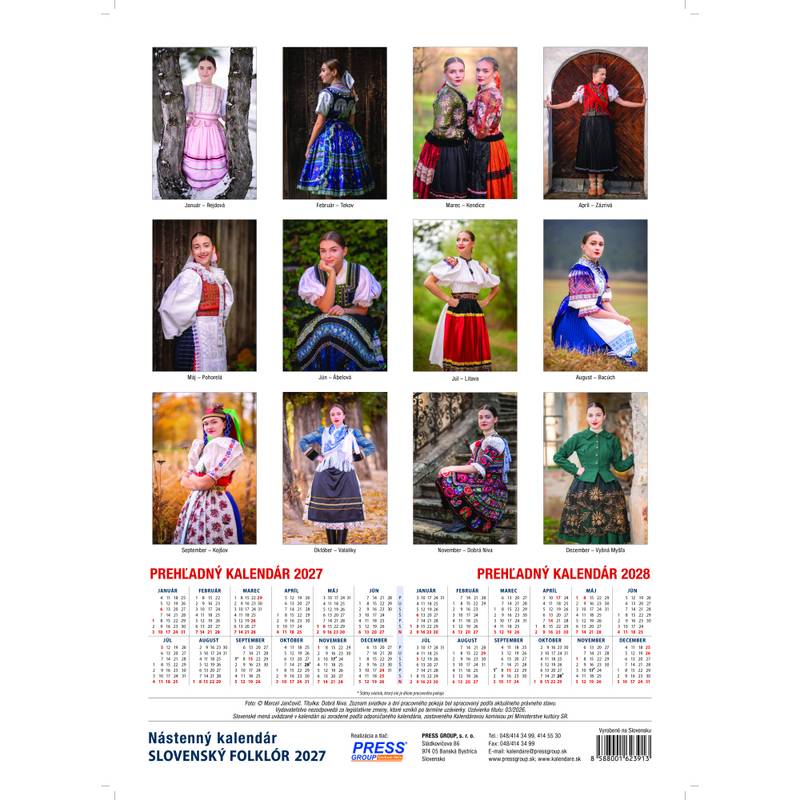 Nástenný kalendár SLOVENSKÝ FOLKLÓR 2027 Nástenný kalendár SLOVENSKÝ FOLKLÓR 2027