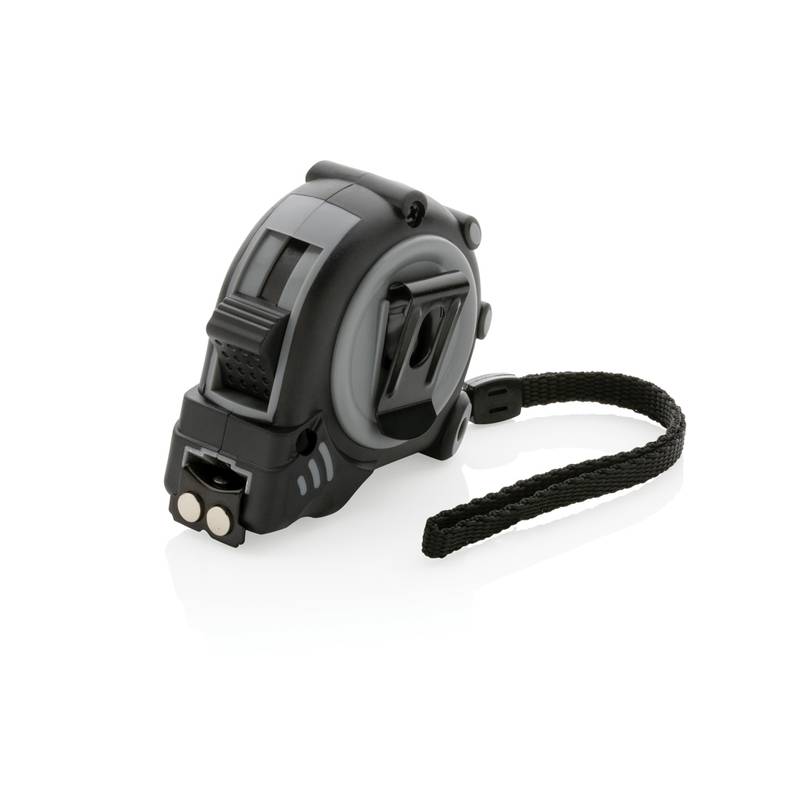 Svinovací metr Grip 3m/16mm z RCS recykl. plastu, šedá - černá Svinovací metr Grip 3m/16mm z RCS recykl. plastu, šedá - černá