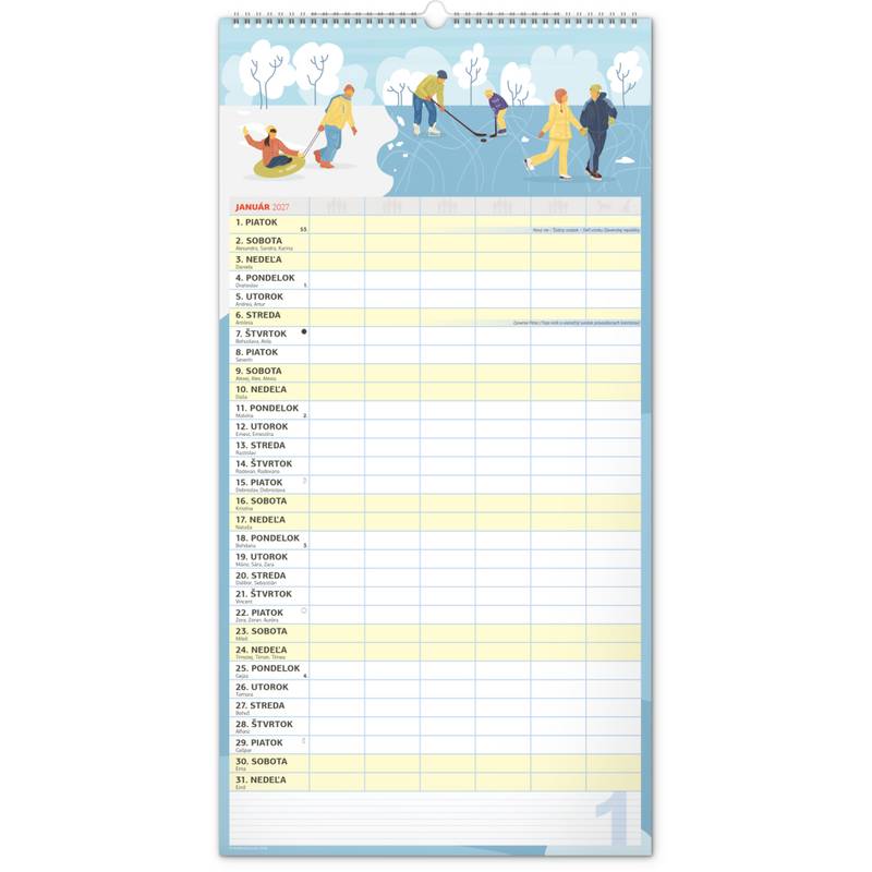 NOTIQUE Nástenný kalendár Rodinný plánovací XXL 2027, 33 x 64 cm NOTIQUE Nástenný kalendár Rodinný plánovací XXL 2027, 33 x 64 cm