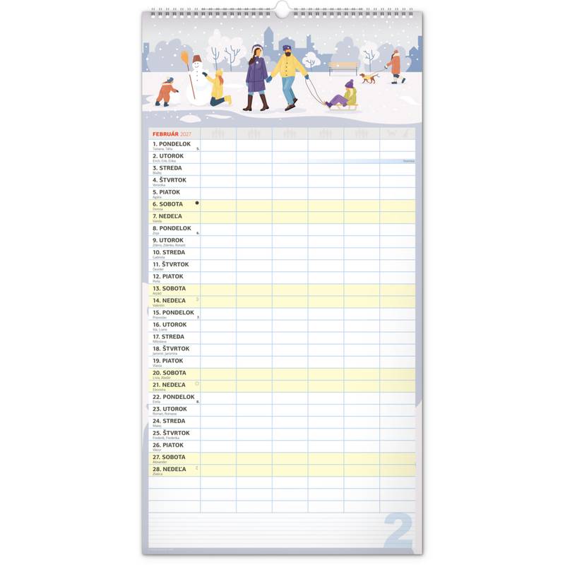 NOTIQUE Nástenný kalendár Rodinný plánovací XXL 2027, 33 x 64 cm NOTIQUE Nástenný kalendár Rodinný plánovací XXL 2027, 33 x 64 cm