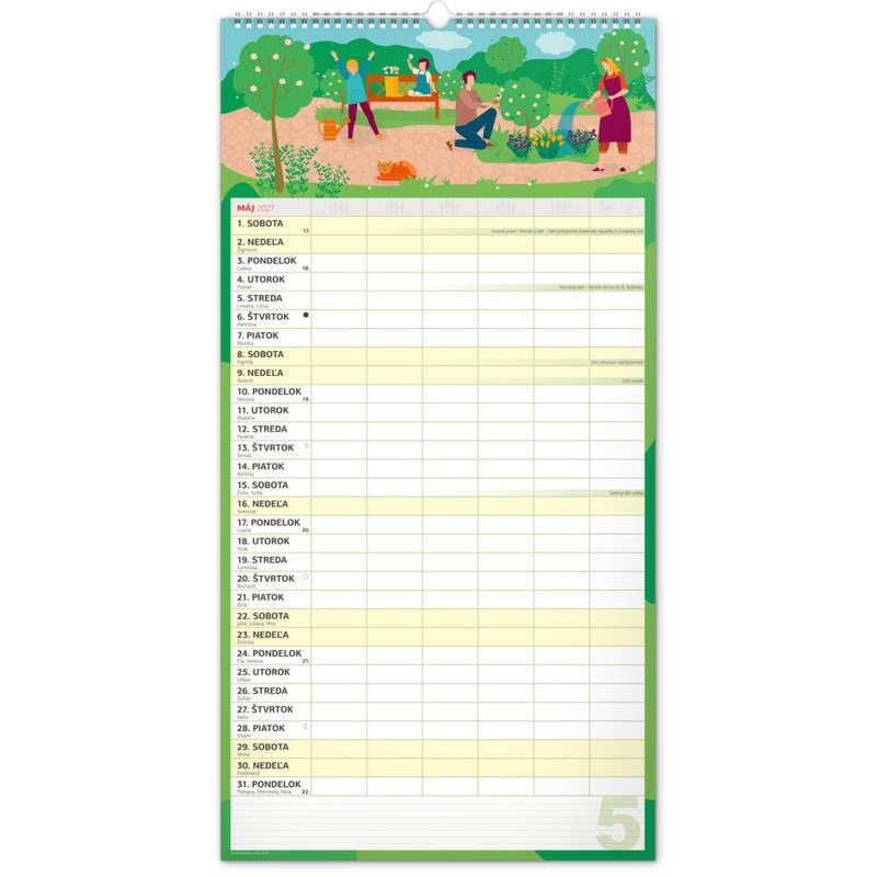 NOTIQUE Nástenný kalendár Rodinný plánovací XXL 2027, 33 x 64 cm NOTIQUE Nástenný kalendár Rodinný plánovací XXL 2027, 33 x 64 cm