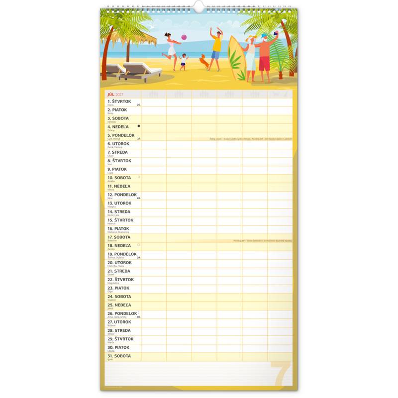 NOTIQUE Nástenný kalendár Rodinný plánovací XXL 2027, 33 x 64 cm NOTIQUE Nástenný kalendár Rodinný plánovací XXL 2027, 33 x 64 cm