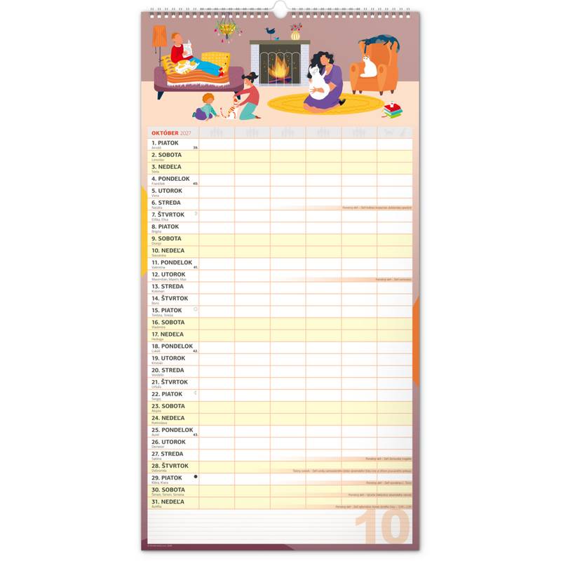 NOTIQUE Nástenný kalendár Rodinný plánovací XXL 2027, 33 x 64 cm NOTIQUE Nástenný kalendár Rodinný plánovací XXL 2027, 33 x 64 cm