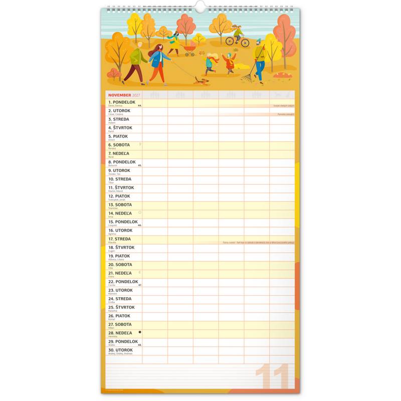 NOTIQUE Nástenný kalendár Rodinný plánovací XXL 2027, 33 x 64 cm NOTIQUE Nástenný kalendár Rodinný plánovací XXL 2027, 33 x 64 cm