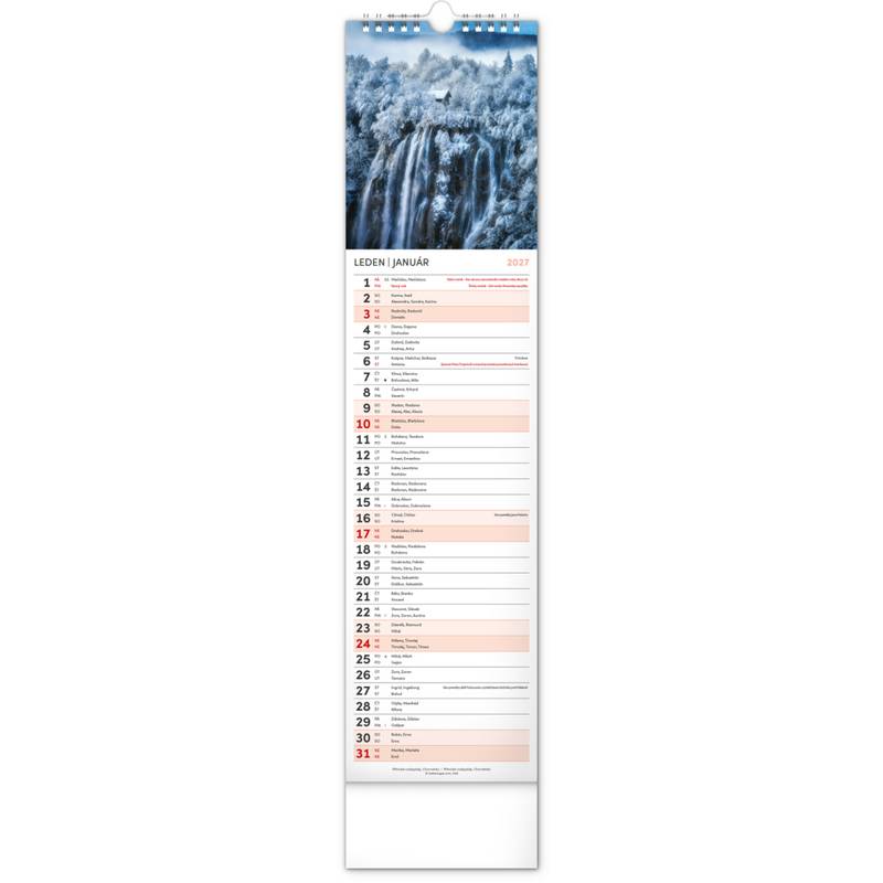NOTIQUE Nástěnný kalendář Země CZ/SK 2027, 12 x 48 cm NOTIQUE Nástěnný kalendář Země CZ/SK 2027, 12 x 48 cm