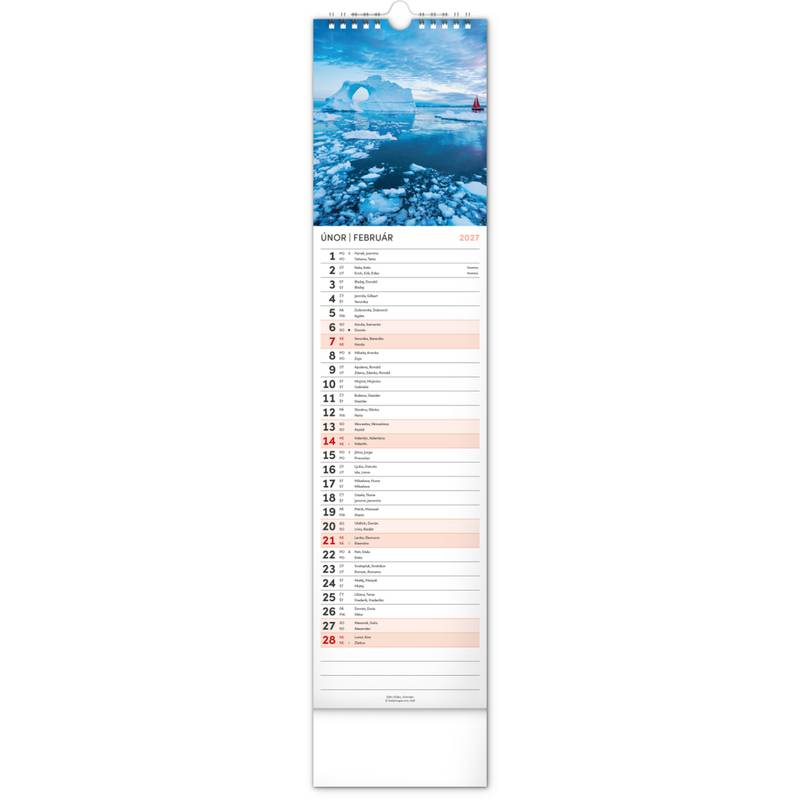 NOTIQUE Nástěnný kalendář Země CZ/SK 2027, 12 x 48 cm NOTIQUE Nástěnný kalendář Země CZ/SK 2027, 12 x 48 cm