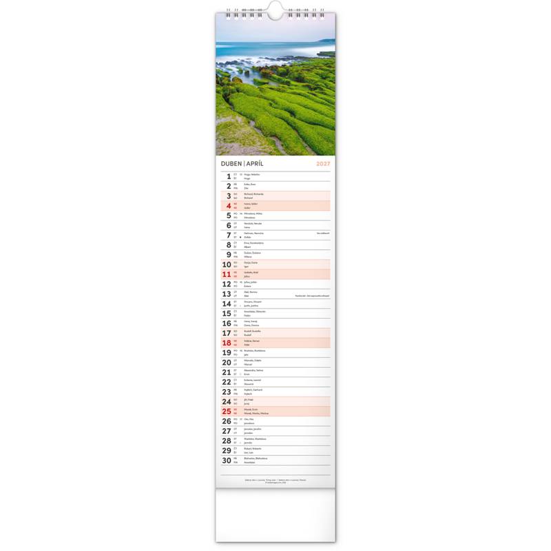 NOTIQUE Nástěnný kalendář Země CZ/SK 2027, 12 x 48 cm NOTIQUE Nástěnný kalendář Země CZ/SK 2027, 12 x 48 cm