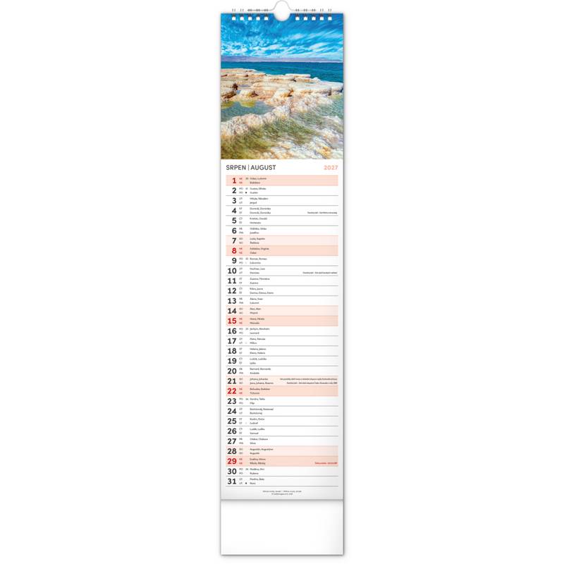 NOTIQUE Nástěnný kalendář Země CZ/SK 2027, 12 x 48 cm NOTIQUE Nástěnný kalendář Země CZ/SK 2027, 12 x 48 cm