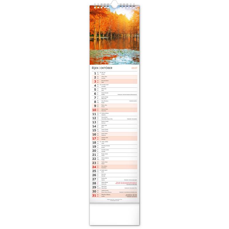 NOTIQUE Nástěnný kalendář Země CZ/SK 2027, 12 x 48 cm NOTIQUE Nástěnný kalendář Země CZ/SK 2027, 12 x 48 cm