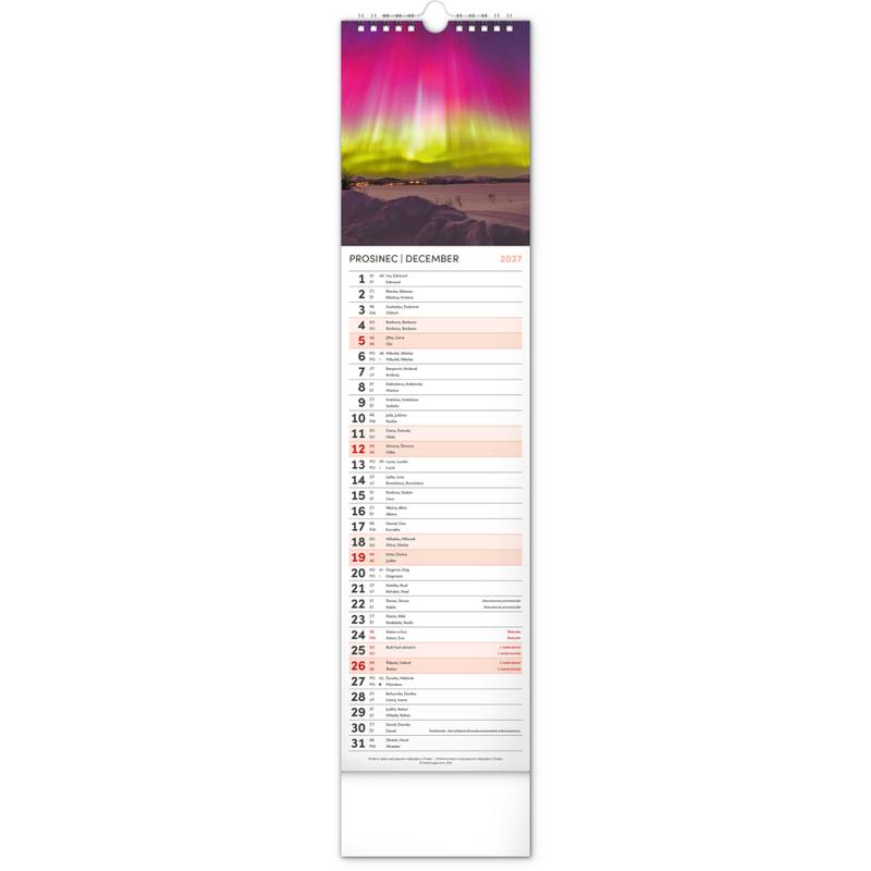 NOTIQUE Nástěnný kalendář Země CZ/SK 2027, 12 x 48 cm NOTIQUE Nástěnný kalendář Země CZ/SK 2027, 12 x 48 cm