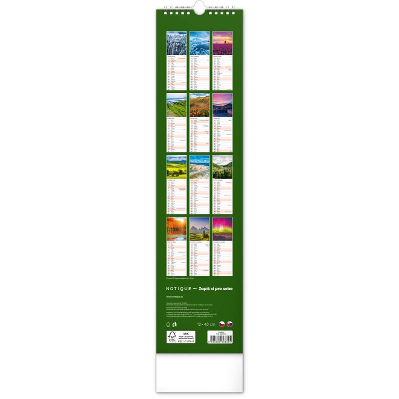 NOTIQUE Nástěnný kalendář Země CZ/SK 2027, 12 x 48 cm NOTIQUE Nástěnný kalendář Země CZ/SK 2027, 12 x 48 cm