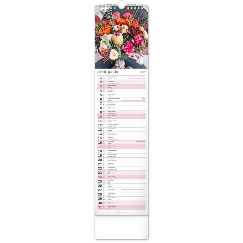 NOTIQUE Nástěnný kalendář Květiny – Květiny CZ/SK 2027, 12 x 48 cm NOTIQUE Nástěnný kalendář Květiny – Květiny CZ/SK 2027, 12 x 48 cm