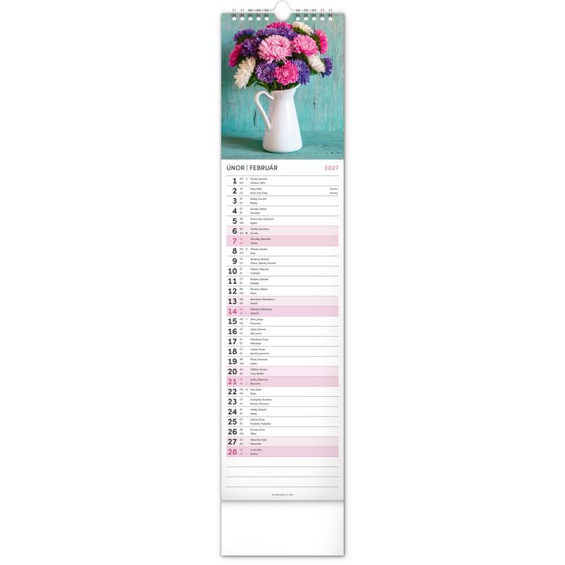 NOTIQUE Nástěnný kalendář Květiny – Květiny CZ/SK 2027, 12 x 48 cm NOTIQUE Nástěnný kalendář Květiny – Květiny CZ/SK 2027, 12 x 48 cm