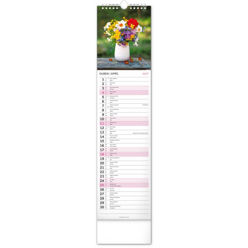 NOTIQUE Nástěnný kalendář Květiny – Květiny CZ/SK 2027, 12 x 48 cm NOTIQUE Nástěnný kalendář Květiny – Květiny CZ/SK 2027, 12 x 48 cm