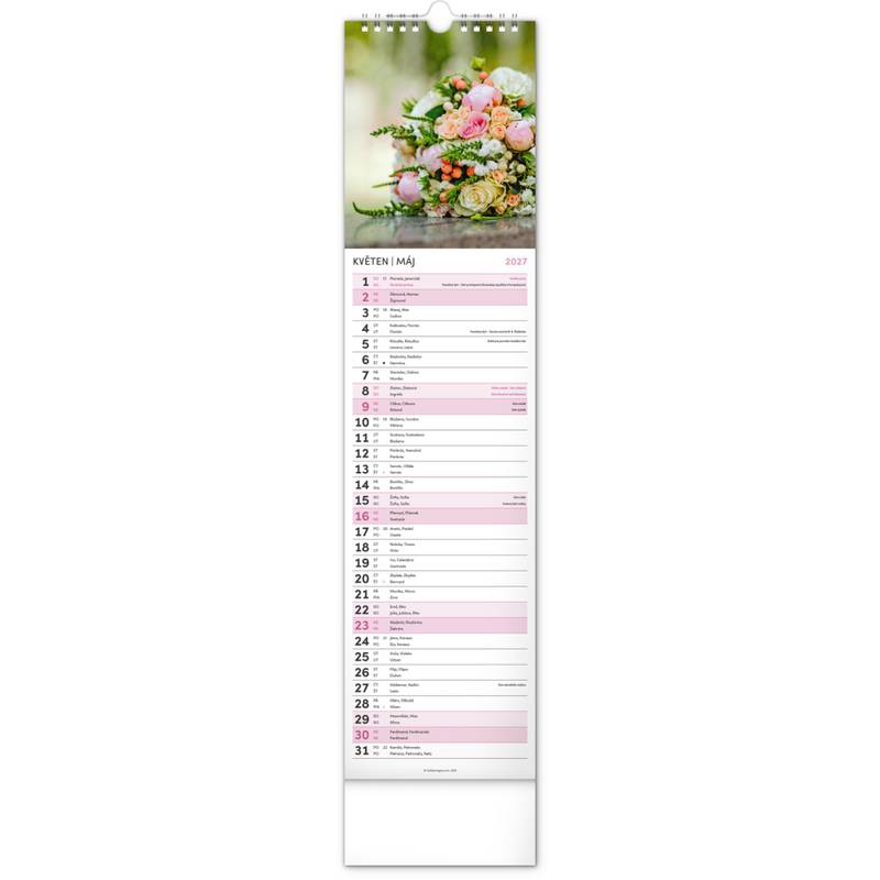 NOTIQUE Nástěnný kalendář Květiny – Květiny CZ/SK 2027, 12 x 48 cm NOTIQUE Nástěnný kalendář Květiny – Květiny CZ/SK 2027, 12 x 48 cm