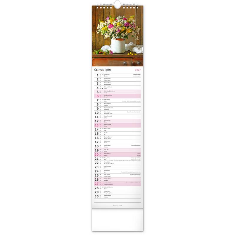 NOTIQUE Nástěnný kalendář Květiny – Květiny CZ/SK 2027, 12 x 48 cm NOTIQUE Nástěnný kalendář Květiny – Květiny CZ/SK 2027, 12 x 48 cm